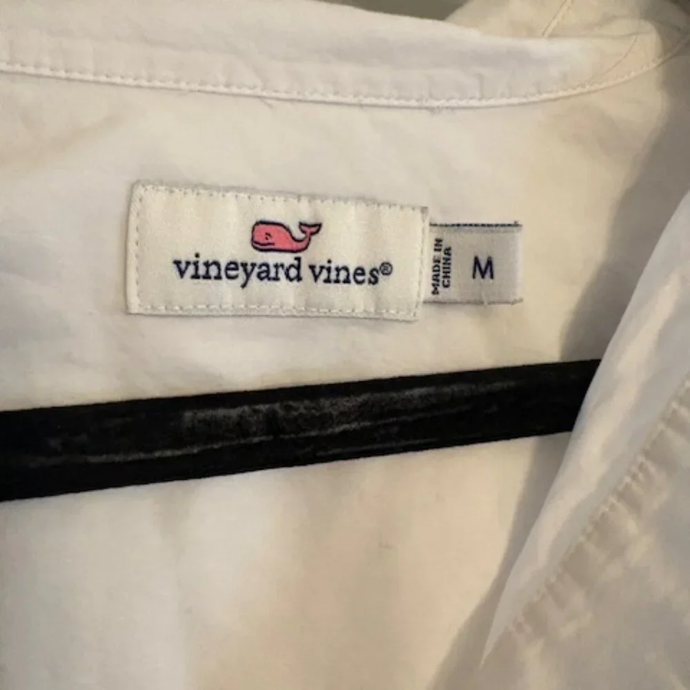 Vineyard Vines White 3/4 Sleeves Blouse, Size Medium - Picture 2 of 5